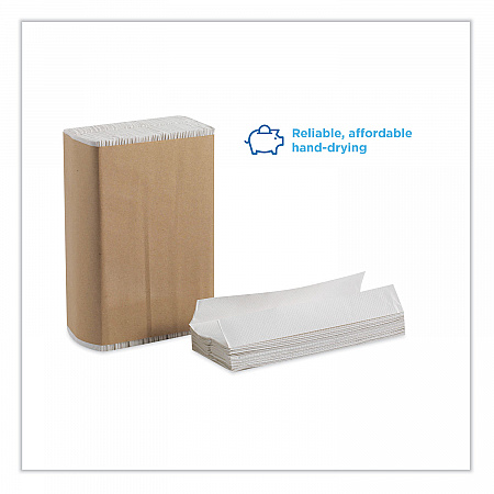 Pacific Blue Basic Folded Paper Towel, 1-Ply, 9.2 x 9.4, White, 250/Pack, 16 Packs/Carton (20204)