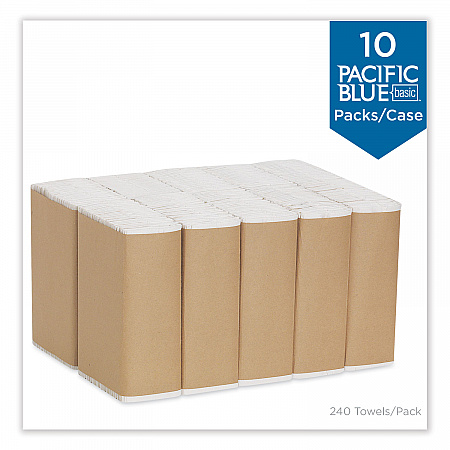 Pacific Blue Basic C-Fold Paper Towel, 1-Ply, 10.1 x 12.7, White, 240/Pack, 10 Packs/Carton (25190)
