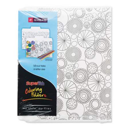 Smead SuperTab Coloring File Folders, 1/3-Cut Tabs, Letter Size, White, 6/Pack (11647)