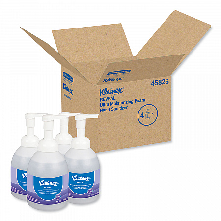 Reveal Ultra Moisturizing Foam Hand Sanitizer, 18 oz Bottle, Fragrance-Free, 4/Carton (45826CT)