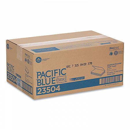 Pacific Blue Basic S-Fold Paper Towels, 1-Ply, 10.25 x 9.25, Brown, 250/Pack, 16 Packs/Carton (23504)