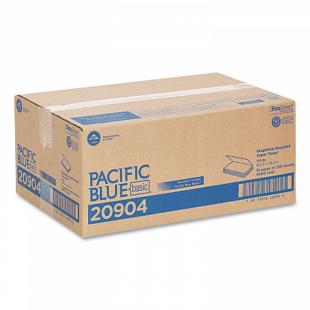 Pacific Blue Basic S-Fold Paper Towels, 1-Ply, 10.25 x 9.25, White, 250/Pack, 16 Packs/Carton (20904)