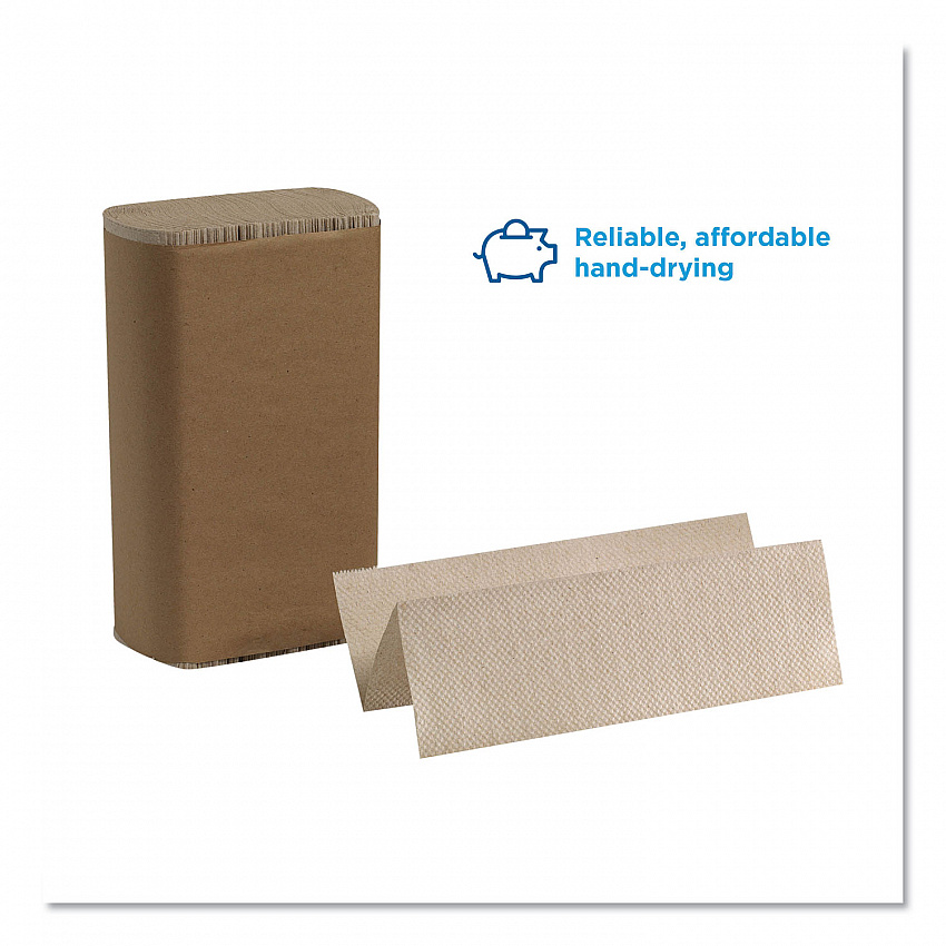 Pacific Blue Basic M-Fold Paper Towels, 1-Ply, 9.2 x 9.4, Brown, 250/Pack, 16 Packs/Carton (23304)