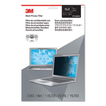 3M Frameless Blackout Privacy Filter for 15.4" Widescreen Laptop, 16:10 Aspect Ratio (PF154W1B)