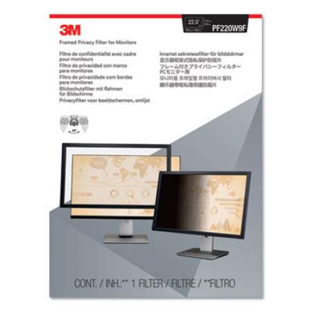 3M Framed Desktop Monitor Privacy Filter for 21.5"-22" Widescreen LCD, 16:9 (PF220W9F)