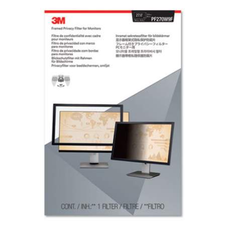 3M Framed Desktop Monitor Privacy Filter for 27" Widescreen LCD, 16:9 Aspect Ratio (PF270W9F)