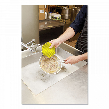 Dual Purpose Scour Pad, 5 x 5.75, Green/Yellow, 15/Carton (96HEX)