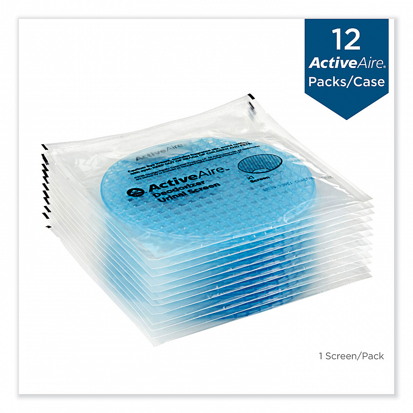 ActiveAire Deodorizer Urinal Screen, Coastal Breeze Scent, Blue, 12/Carton (48270)