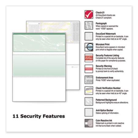 DocuGard Standard Security Check, 11 Features, 8.5 x 11, Green Marble Top, 500/Ream (04502)