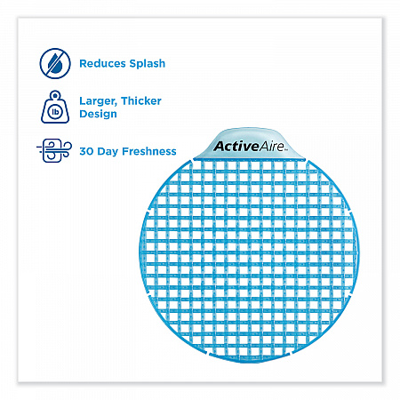 ActiveAire Deodorizer Urinal Screen with Side Tab, Coastal Breeze Scent, Blue, 12/Carton (48260)