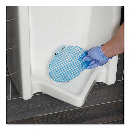 ActiveAire Deodorizer Urinal Screen with Side Tab, Coastal Breeze Scent, Blue, 12/Carton (48260)