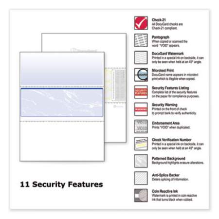 DocuGard Standard Security Check, 11 Features, 8.5 x 11, Blue Marble Middle, 500/Ream (04509)