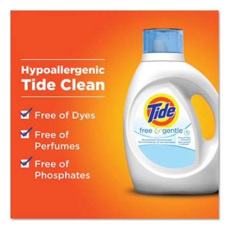 Tide Free and Gentle Laundry Detergent, 32 Loads, 46 oz Bottle, 6/Carton (41823)