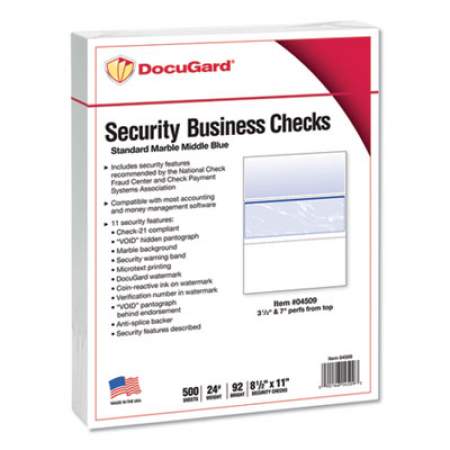 DocuGard Standard Security Check, 11 Features, 8.5 x 11, Blue Marble Middle, 500/Ream (04509)