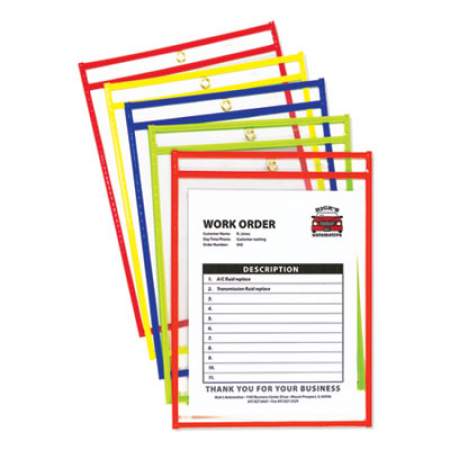 C-Line Stitched Shop Ticket Holders, Neon, Assorted 5 Colors, 75", 9 x 12, 10/Pack (43920)