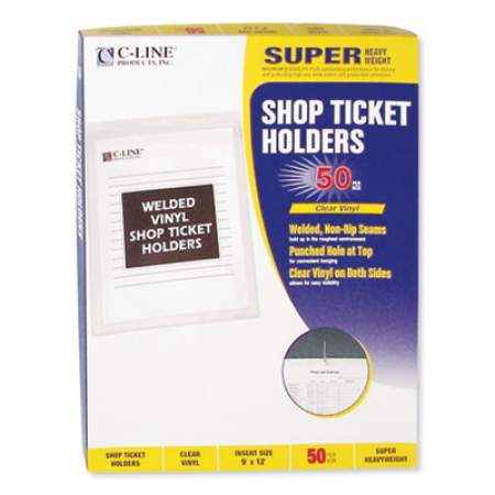 C-Line Clear Vinyl Shop Ticket Holders, Both Sides Clear, 50 Sheets, 9 x 12, 50/Box (80912)