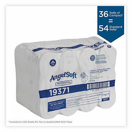 Compact Coreless Bath Tissue, Septic Safe, 2-Ply, White, 750 Sheets/Roll, 36 Rolls/Carton (19371CT)