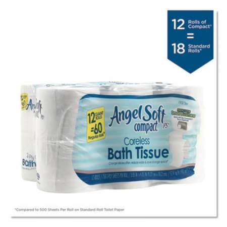 Georgia Pacific Professional Angel Soft ps Compact Coreless Bath Tissue, Septic Safe, 2-Ply, White, 750 Sheets/Roll, 12 Rolls/Carton (1937300)