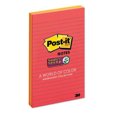Post-it Notes Super Sticky Pads in Marrakesh Colors, Lined, 5 x 8, 45-Sheet, 4/Pack (5845SSAN)