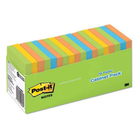 Post-it Notes Original Pads in Jaipur Colors Cabinet Pack, 3 x 3, 100-Sheet, 18/Pack (65418BRCP)