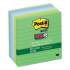 Post-it Notes Super Sticky Recycled Notes in Bora Bora Colors, Lined, 4 x 4, 90-Sheet, 6/Pack (6756SST)