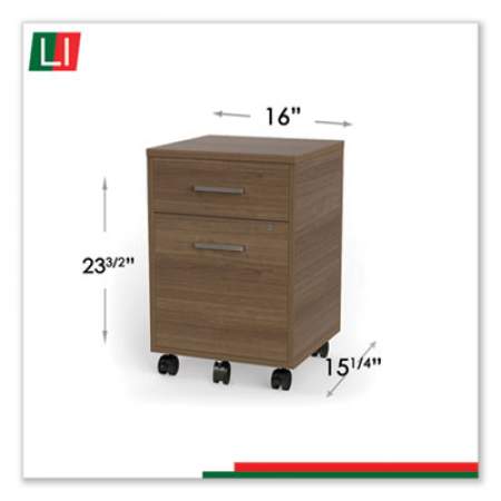 Linea Italia Urban Mobile File Pedestal, Left or Right, 2-Drawers: Box/File, Legal/A4, Natural Walnut, 16" x 15.25" x 23.75" (UR610NW)