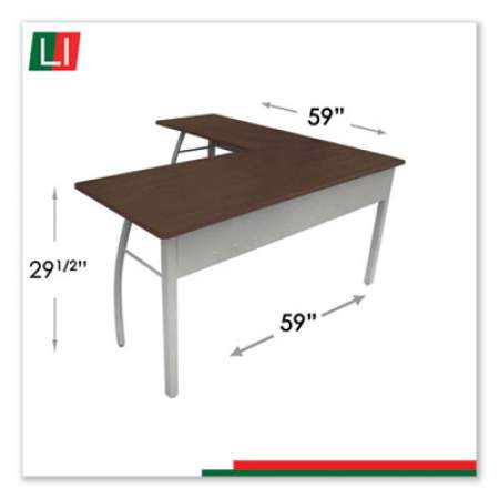 Linea Italia Trento Line L-Shaped Desk, 59.13" x 59.13" x 29.5", Mocha/Gray (TR737MOC)