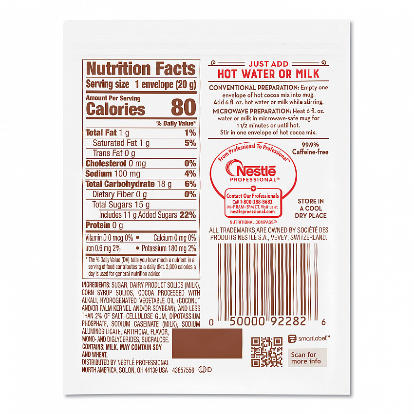 Hot Cocoa Mix, Dark Chocolate, 0.71 oz, 50/Box (70060)