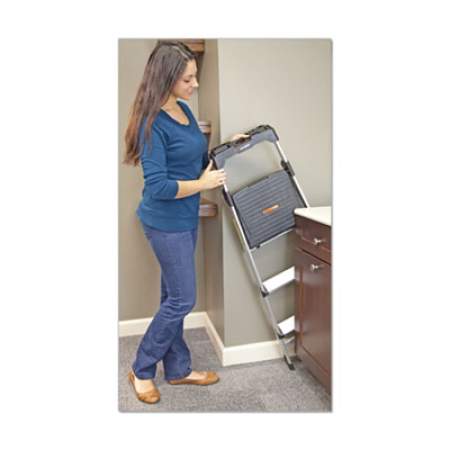 Louisville Aluminum Step Stool Ladder, 3-Step, 225 lb Capacity, 20w x 31 spread x 47h, Silver (BXL226003S)