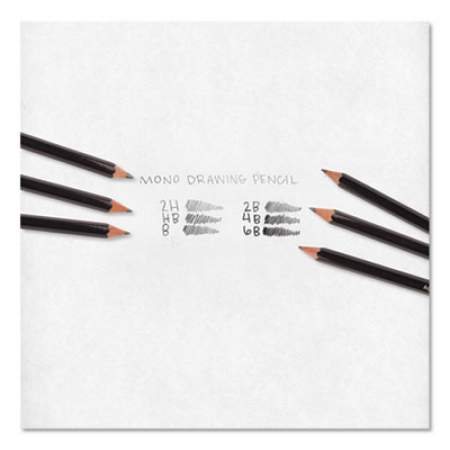Tombow Mono Drawing Pencil Set with Eraser, 2 mm, Assorted Lead Hardness Ratings, Black Lead, Black Barrel, 6/Pack (61002)