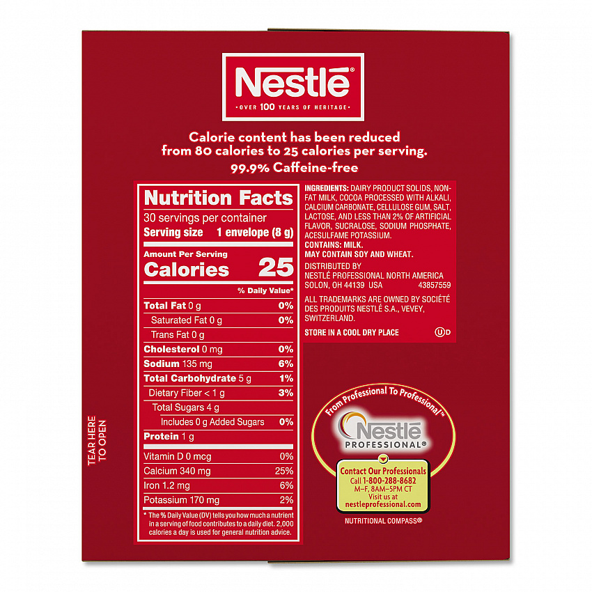 No-Sugar-Added Hot Cocoa Mix Envelopes, Rich Chocolate, 0.28 oz Packet, 30/Box (61411)