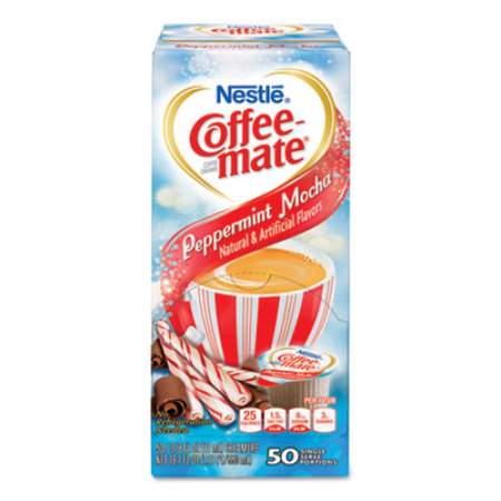 Coffee mate Liquid Coffee Creamer, Peppermint Mocha, 0.38 oz Mini Cups, 50/Box, 4 Boxes/Carton, 200 Total/Carton (76060CT)