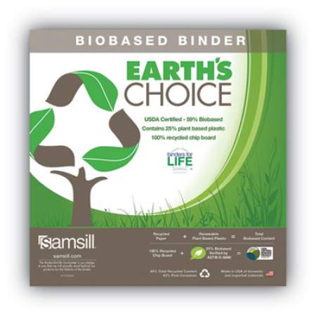 Samsill Earths Choice Biobased Durable Fashion View Binder, 3 Rings, 1" Capacity, 11 x 8.5, Turquoise, 2/Pack (U86377)