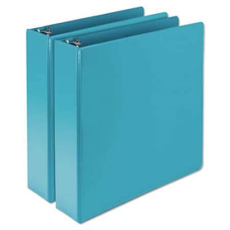 Samsill Earths Choice Biobased Durable Fashion View Binder, 3 Rings, 2" Capacity, 11 x 8.5, Turquoise, 2/Pack (U86677)