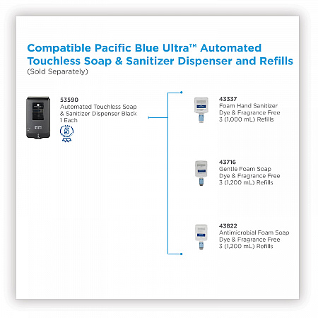 Pacific Blue Ultra Automated Touchless Soap/Sanitizer Dispenser, 1,000 mL, 6.54 x 11.72 x 4, Black (53590)
