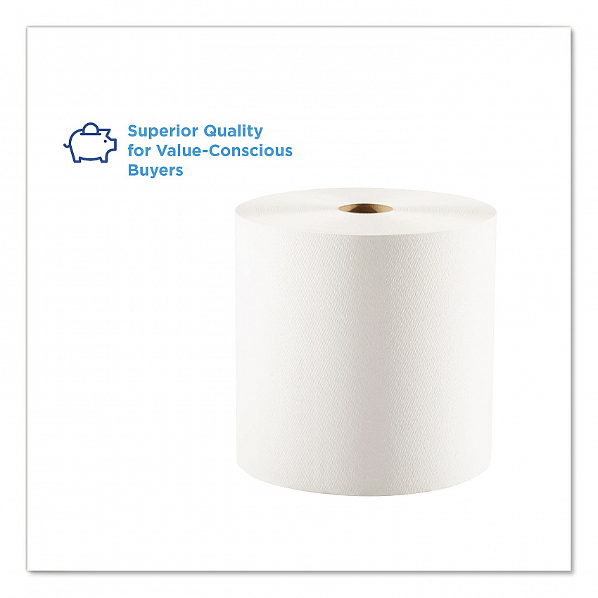 Pacific Blue Basic Recycled Nonperforated Paper Towel Rolls, 1-Ply, 7.78 x 1,000 ft, White, 6 Rolls/Carton (26100)