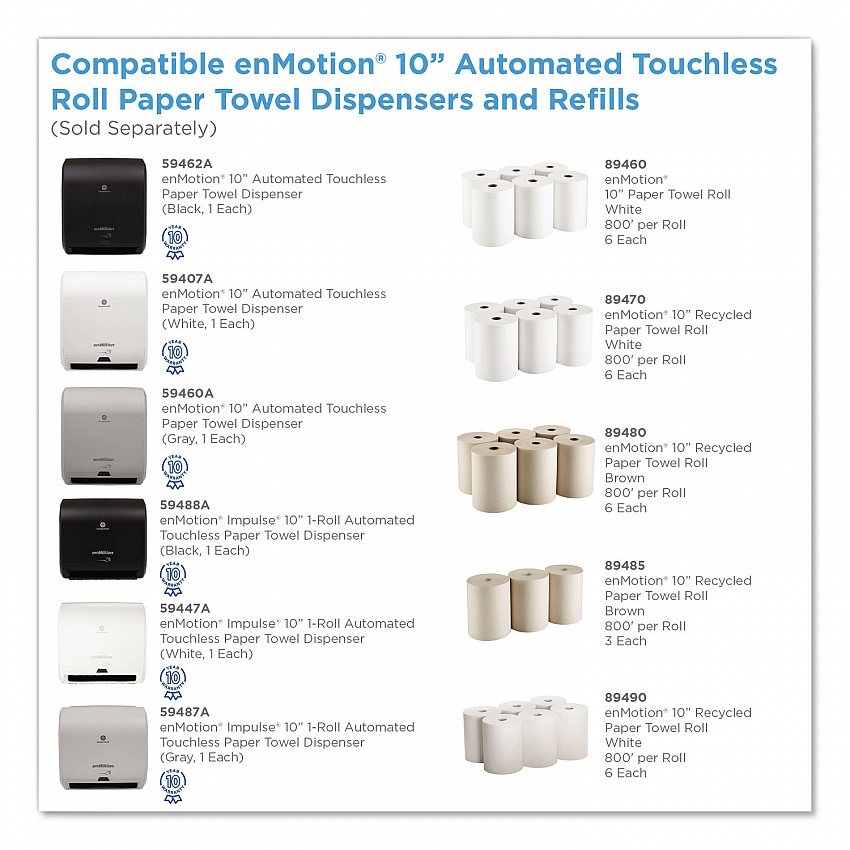 enMotion Impulse 10 Automated Towel Dispenser, 9.25 x 14.6 x 14, White (59447A)