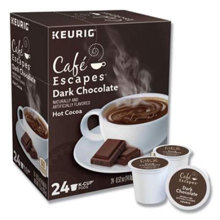 Cafe Escapes Dark Chocolate Hot Cocoa K-Cups, 24/Box, 4 Box/Carton (6802CT)