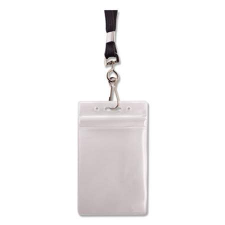 Advantus Resealable ID Badge Holder, Lanyard, Vertical, 3.68 x 5, Frosted, 20/Pack (91131)