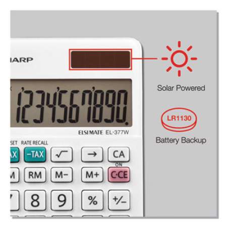 Sharp EL-377WB Large Pocket Calculator 10-Digit LCD EL377WB 