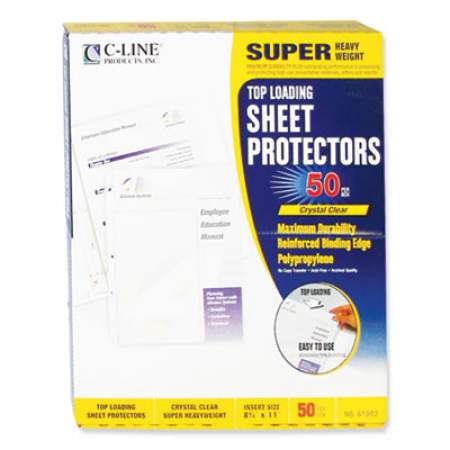 C-Line Super Heavyweight Polypropylene Sheet Protectors, Clear, 2", 11 x 8 1/2, 50/BX (61003)