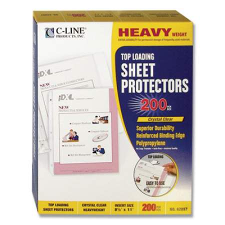 C-Line Heavyweight Polypropylene Sheet Protectors, Clear, 2", 11 x 8 1/2, 200/BX (62097)