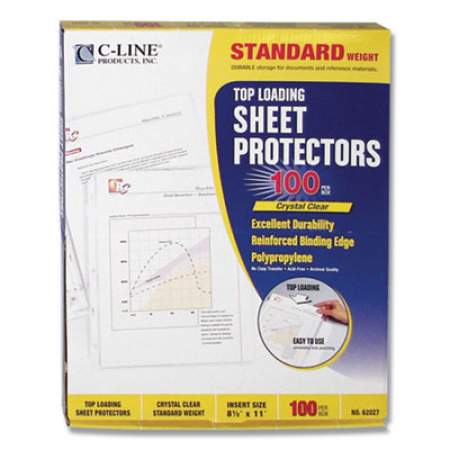 C-Line Standard Weight Polypropylene Sheet Protectors, Clear, 2", 11 x 8 1/2, 100/BX (62027)