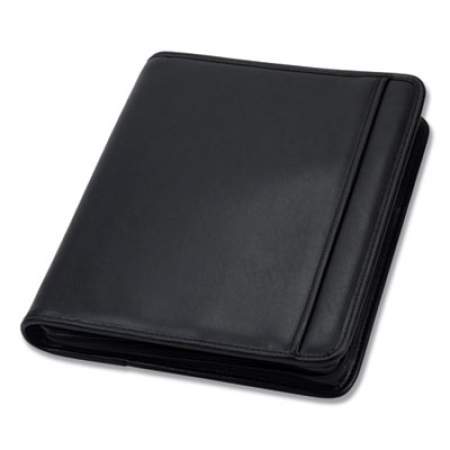 Samsill Professional Zippered Pad Holder/Ring Binder, Pockets, Writing Pad, Vinyl Black (15650)