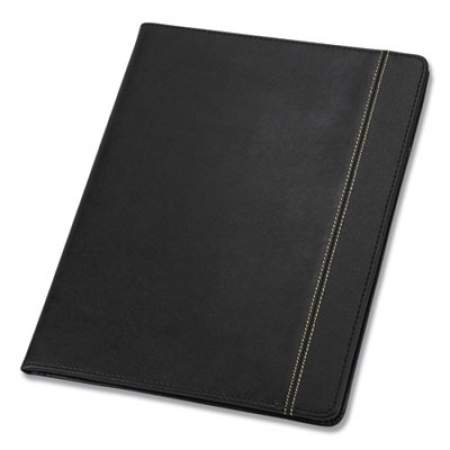 Samsill Slimline Padfolio, Leather-Look/Faux Reptile Trim, Writing Pad, Black (71220)