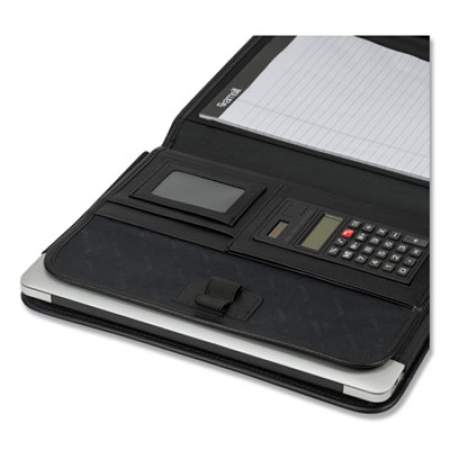 Samsill Professional Tri-Fold Padfolio w/Calculator, Writing Pad, Vinyl, Black (70890)