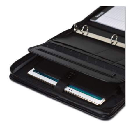 Samsill Professional Zippered Pad Holder/Ring Binder, Pockets, Writing Pad, Vinyl Black (15650)
