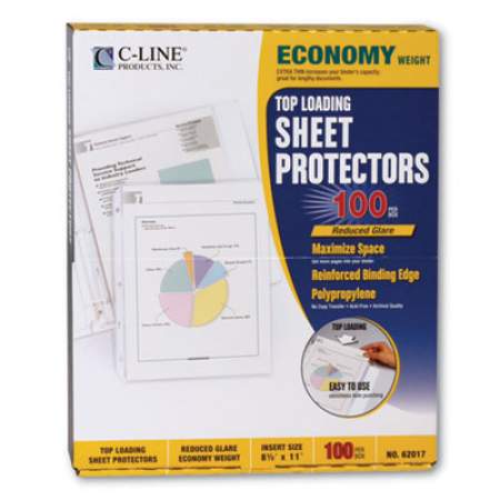 C-Line Economy Weight Poly Sheet Protectors, Reduced Glare, 2", 11 x 8 1/2, 100/BX (62017)