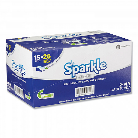 Sparkle ps Premium Perforated Paper Kitchen Towel Roll, 2-Ply, 11 x 8.8, White, 85/Roll, 15 Rolls/Carton (2717714)