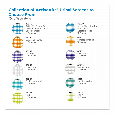 ActiveAire Deodorizer Urinal Screen, Coastal Breeze Scent, Blue, 12/Carton (48270)